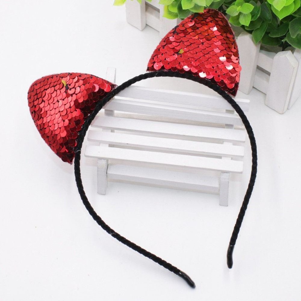 Diona J Bling Sparkle Cat Orange Ear Headband Hairband For Kids Halloween Party